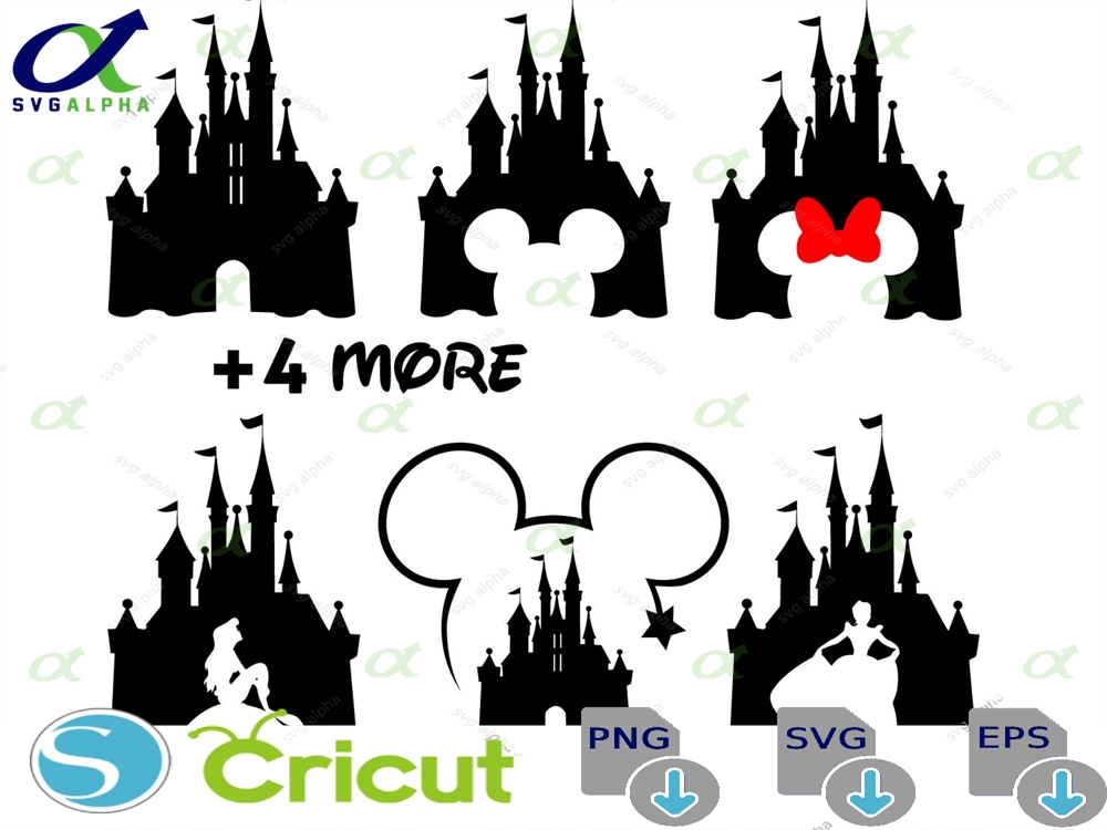 Castle Svg Bundle Princess Svg Castle Clipart Heart Head Mickey Mouse Magic Kingdom Svg Cut Files For Cricut Silhouette
